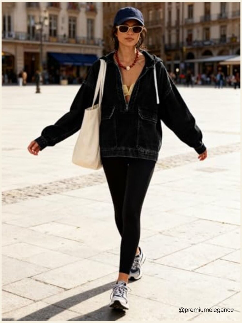 Oversized Denim Half Zip Pullover Hoodie Jean Jacket Top Sweatshirt with Pockets - Picture 4 of 4